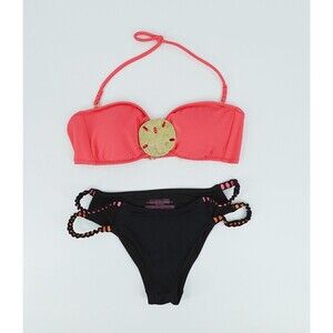 Victorias Secret Bikini Set Women Small Bandeau Strappy Sand Dollar Medallion